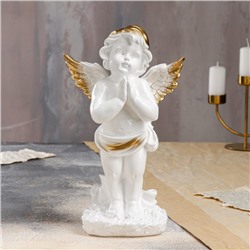 Статуэтка "Ангел молящийся", бело-золотистая, 33 см